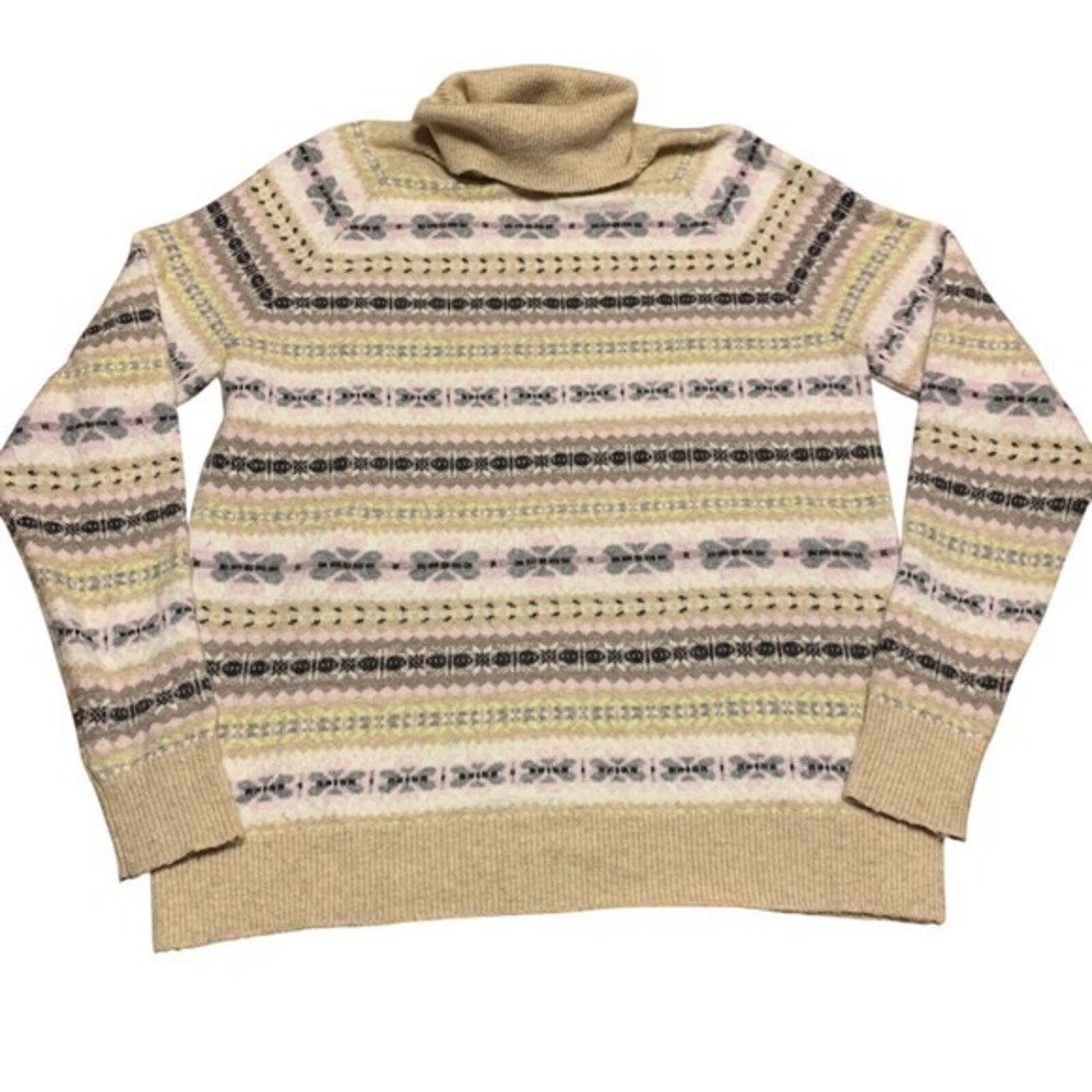 LOFT Fair‎ Isles Sweater Turtleneck Pastel Nordic Cottage Boho Cozy Soft Medium